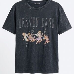Zara angel size medium t-shirt acid wash gray tone nwot